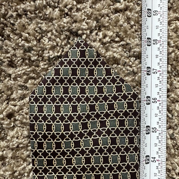 Brooks Brothers Makers 100% Silk Neck Tie Green Grown Geometric - Picture 6 of 8